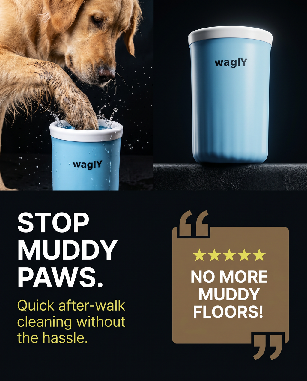 waglY Puliscizampe per Cani - Spazzola Pulizia Zampe con Logo waglY [In Arrivo]