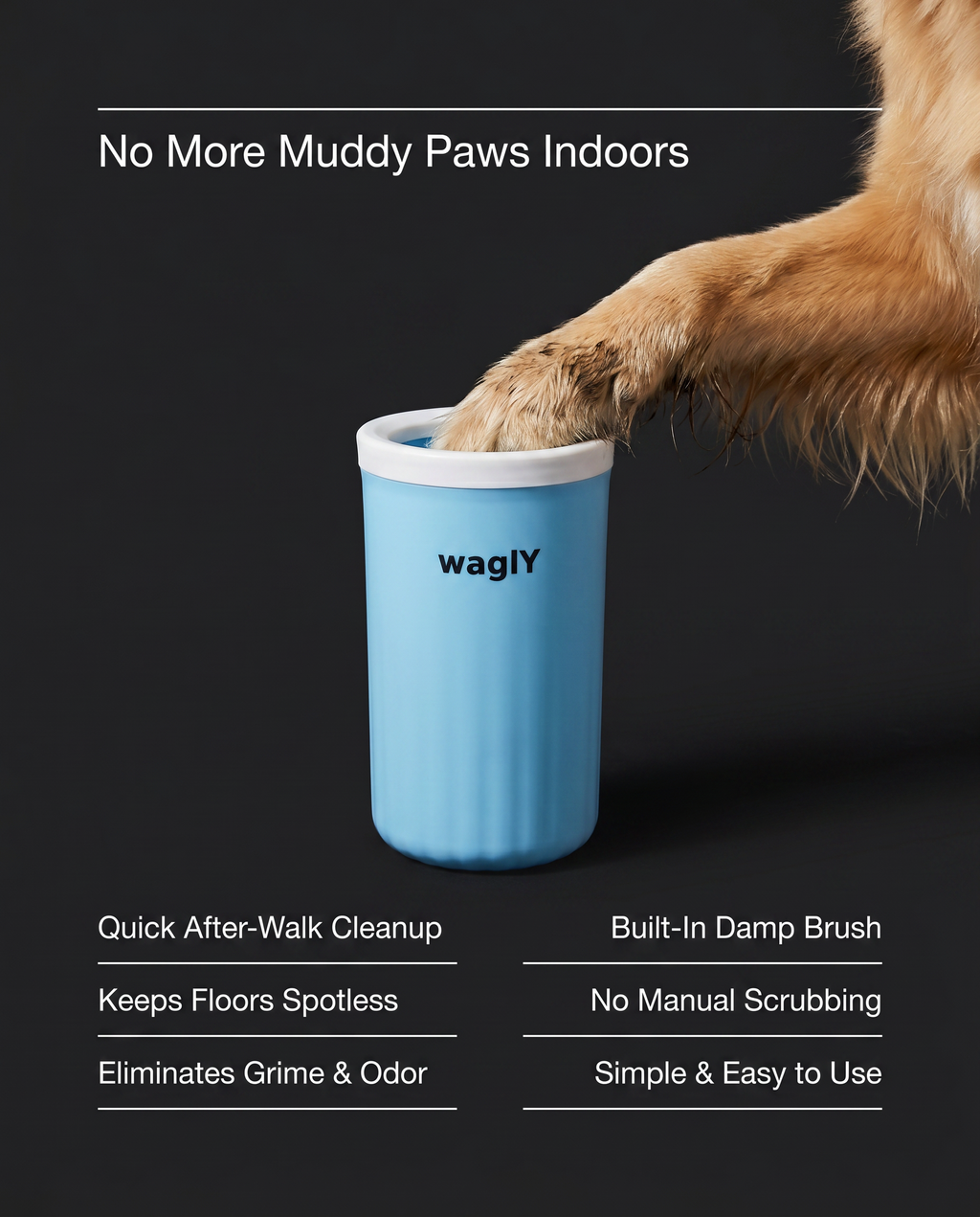 waglY Puliscizampe per Cani - Spazzola Pulizia Zampe con Logo waglY [In Arrivo]